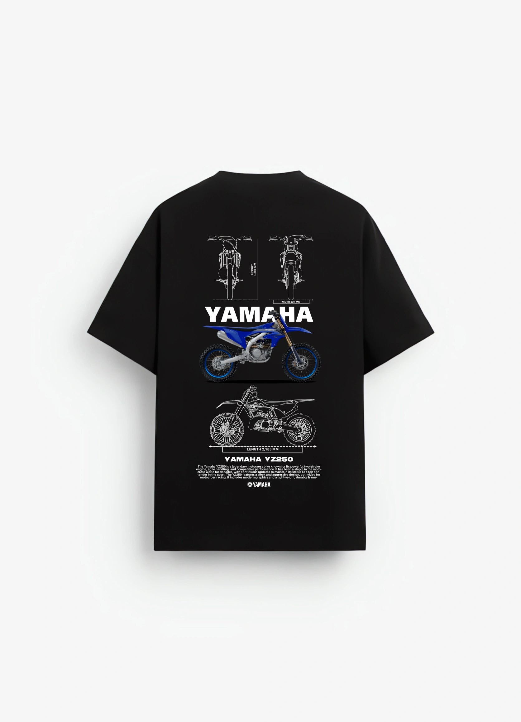 Yamaha YZ250 Bike Oversized T-shirt Black - Strells